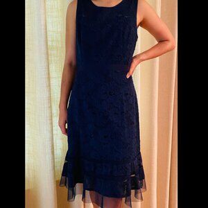 BCBGMaxAzria "ELAINA" Navy Midi Dress